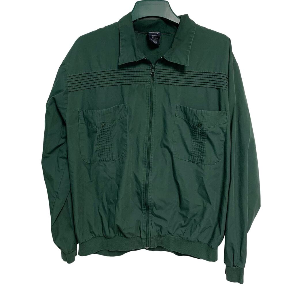 John Blair Fine Menswear Vintage Green Zip Up Shirt Jacket Size XL Tall